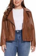 fahsyee women's faux leather motorcycle jacket, short zip up biker outwear slim fit coat logo