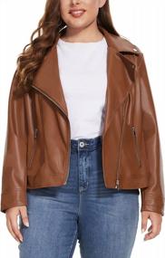 img 4 attached to Fahsyee Women'S Faux Leather Motorcycle Jacket, Short Zip Up Biker Outwear Slim Fit Coat