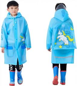 img 4 attached to Оставайтесь сухими в стиле: мультяшное пончо от дождя с чехлом для школьной сумки для детей 6–13 лет