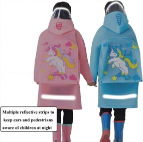 img 2 attached to Оставайтесь сухими в стиле: мультяшное пончо от дождя с чехлом для школьной сумки для детей 6–13 лет