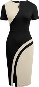 img 3 attached to Stylish Bodycon Business Dress: HOMEYEE Keyhole Colorblock Women's Clothing Collection