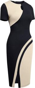 img 2 attached to Stylish Bodycon Business Dress: HOMEYEE Keyhole Colorblock Women's Clothing Collection