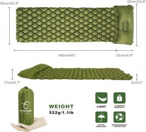 img 2 attached to Ultralight Hitorhike Backpack Camping Sleeping Pad - Inflatable Air Mattress, Insulated For Travel, Hiking, Scouts & Backpacking (Green)