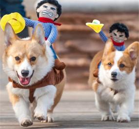 img 2 attached to 🐶 Riding Pet Costume: Cowboy Rider Style Dog Suit for Your Furry Friend - Dog Carrying Costume