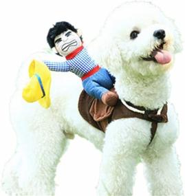 img 3 attached to 🐶 Riding Pet Costume: Cowboy Rider Style Dog Suit for Your Furry Friend - Dog Carrying Costume