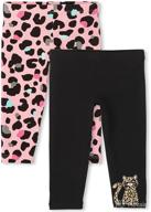 🐆 double fun: the children's place baby toddler girl leopard print knit leggings 2-pack логотип