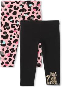 img 4 attached to 🐆 Double Fun: The Children's Place Baby Toddler Girl Leopard Print Knit Leggings 2-Pack