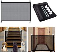 🐾 portable folding mesh pet gate | secure safety enclosure for house stairs | ideal for play and rest | 43" x 28.3" | magic gate for pets логотип