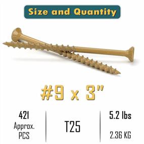 img 2 attached to WELLOCKS Deck Screws 5.2LBS #9×3" Torx Drive T25 Bit Included Above 1000 Hour Salt Spray Coating Wood Screws Box Excellent Rust Resistant For Outdoor Wood Fence Approximate 421 PCS(DS93B)