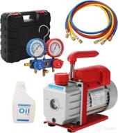 🚗 flexzion car ac refrigerant repair recharge kit 1/4" sae with electric vacuum pump, oil, r134a can tap, hvac manifold gauge set, hose, storage case logo