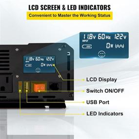 img 2 attached to VEVOR 2500W Pure Sine Wave Inverter, 12V DC to 120V AC Car Power Inverter with USB Port, LCD Display, Remote Controller - Ideal for RV, Truck, Car, Solar System, Travel, Camping