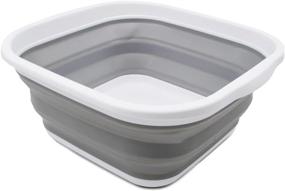img 4 attached to 🛁 SAMMART 5.5L (1.4 Gallons) Collapsible Tub - Foldable Dish Tub - Portable Washing Basin - Space Saving Plastic Washtub in White/Grey - Pack of 1