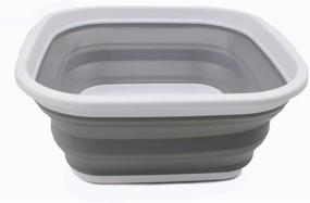 img 1 attached to 🛁 SAMMART 5.5L (1.4 Gallons) Collapsible Tub - Foldable Dish Tub - Portable Washing Basin - Space Saving Plastic Washtub in White/Grey - Pack of 1