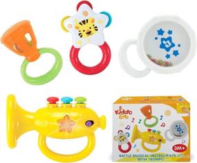 img 4 attached to 🎺 KiddoLab Musical Instruments Set: Electronic Trumpet and Rattles for Babies. Toddler Learning Toys for Early Development. Ideal First Infant Music Toy 3-18 Months