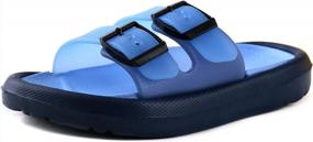img 4 attached to Kids' Lightweight Slide Sandals For Pool And Beach - LONSOEN Boys And Girls Water Shoes