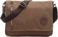 small messenger bag for men women: casual work, canvas satchel, bookbag for school/traveling/camping logo