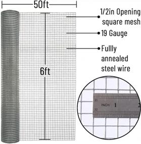 img 3 attached to Galvanized Welded Wire Mesh Roll - 9 Deer Hardware Cloth 6Ft X 50Ft, 1/2In Mesh, 19 Gauge Chicken Wire Fencing, Cage And Rodent Wire