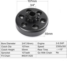 img 2 attached to 🏎 LotFancy Go Kart Clutch 3/4 Bore 10T: Ultimate Centrifugal Clutch for Go Karts and Minibikes, Compatible with #40 #41 420 Chains, Predator 212 and Fit for Baja Mini Bikes MB165 MB200 – Up to 6.5 HP