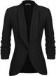 beyove women's 3/4 stretchy ruched sleeve open front lightweight work office blazer jackets (s-3xl) 3 logo