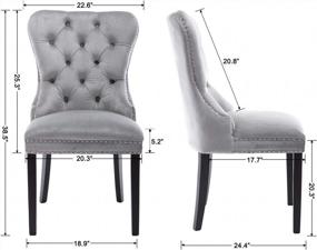 img 2 attached to Set Of 4 Velvet Upholstered Dining Chairs, Elegant Victoria Retro Accent Chairs With Tufted Cushion Back And Solid Wood Legs For Living Room/Kitchen - Light Gray (No Ring)