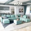 spacious aqua blue modular sofa: honbay oversized u-shaped sectional with reversible wide chaise, ottomans, and storage for living room or office logo