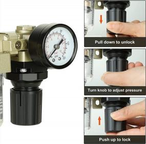 img 2 attached to Hromee 1/4 Inch Compressed Air Filter Regulator Combo With Pressure Gauge And Manual Drain, Double Trap Separator For Water Oil Removal.
