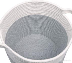 img 2 attached to 🧺 KEEGH Small Woven Rope Basket Set of 3 - Grey 11x11" Round Cube Storage Bins with Handles: Collapsible, Decorative Nursery Organizer and Cute Storage Baskets