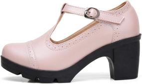 img 1 attached to DADAWEN Classic T Strap Platform Mid Heel Women's Shoes - Pumps