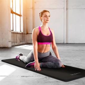 img 2 attached to HemingWeigh 1 Inch Thick Yoga Mat, Extra Thick, Non Slip Exercise Mat For Indoor And Outdoor Use, Black