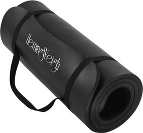 img 4 attached to HemingWeigh 1 Inch Thick Yoga Mat, Extra Thick, Non Slip Exercise Mat For Indoor And Outdoor Use, Black