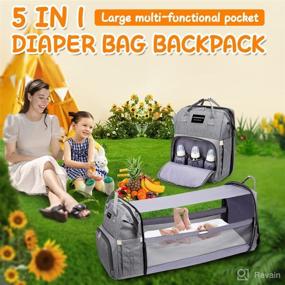 img 1 attached to Backpack Changing Foldable Capacity Waterproof Diapering : Diaper Bags