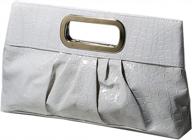 glossy patent leather clutch purse with metal handle for casual evening events logo