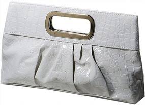 img 1 attached to Glossy Patent Leather Clutch Purse With Metal Handle For Casual Evening Events