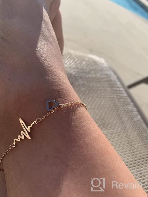 img 1 attached to 🎁 NanMuc Handmade Dainty Anklet: Rose Gold Plated with Anchor, Butterfly, Cross, Heartbeat Beads - Adjustable Foot Chain for Stylish Women: A Perfect Girlfriend, Friendship Gift review by Marcos Olvera