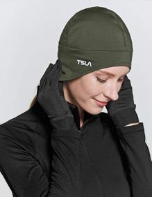 img 1 attached to TSLA Men And Women Thermal Fleece Skull Cap, Winter Ski Cycling Under Helmet Liner, Running Beanie Hat