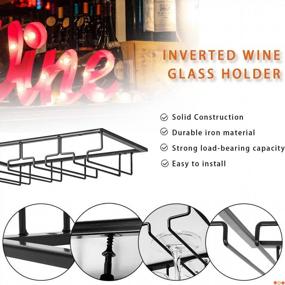 img 3 attached to Stemware Rack, 2 Pack Wine Glass Holder Under Cabinet, Hanging Wine Glasses Metal Rack Storage Hanger Organizer For Kitchen Cabinet Bar With 3 Rows