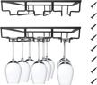 stemware rack, 2 pack wine glass holder under cabinet, hanging wine glasses metal rack storage hanger organizer for kitchen cabinet bar with 3 rows logo