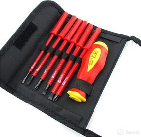 img 4 attached to 🔌 1000V Insulated Electrician Screwdriver Set - CR-V Slotted & Phillips Head - Precision Screwdriver - High Voltage Resistant - 1pc Soft-grip Handle - 6pcs Magnetic Tips - Electrician Home Outdoor Repair Tool Kit