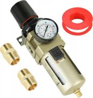 hromee 1/2 inch air compressor filter regulator combo with pressure gauge, water oil trap separator and semi-auto drain for effective filtering logo