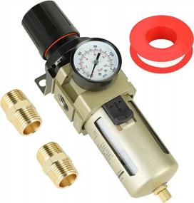 img 4 attached to Hromee 1/2 Inch Air Compressor Filter Regulator Combo With Pressure Gauge, Water Oil Trap Separator And Semi-Auto Drain For Effective Filtering