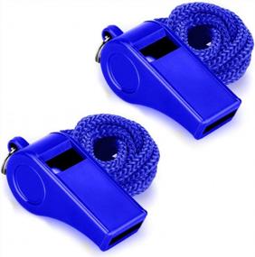 img 4 attached to Extra Loud Blue Plastic Whistles With Lanyard - Set Of 2 For Sports Coaching, Refereeing, Lifeguarding, Survival And More - HIPAT