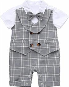 img 4 attached to Adorable HMD Baby Boy Tuxedo Onesie Jumpsuit For Special Occasions