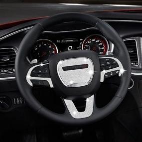 img 3 attached to 🚗 YIDEXIN Bling Steering Wheel Sticker Cover Trim for 2014-2019 Dodge Challenger Charger (White-4pcs)