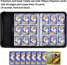 img 3 attached to Trading Card Binder Holder Album With Sleeves Compatible With Pokemon Cards, 720 Pockets TCG Card Collector Storage Zipper Carrying Case Folder For Baseball/ Football Cards
