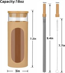 img 2 attached to BPA Free Glass Tumbler With Bamboo Lid And Straw, Perfect For Boba, Iced Coffee, Smoothies, And More! Spill-Proof Design With Silicone Protective Sleeve – Dishwasher Safe And Holds 18Oz Of Liquid.