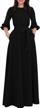 women's elegant audrey hepburn style round neck 3/4 sleeve swing maxi dress with long belt & pockets logo