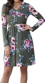 img 2 attached to Floral Charm: LAINAB Women'S Long Sleeve Tunic Wrap Dress With Pockets