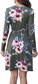 img 1 attached to Floral Charm: LAINAB Women'S Long Sleeve Tunic Wrap Dress With Pockets