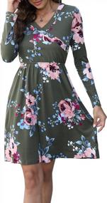 img 3 attached to Floral Charm: LAINAB Women'S Long Sleeve Tunic Wrap Dress With Pockets