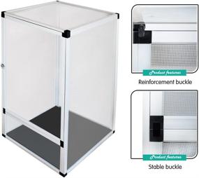 img 1 attached to REP BUDDY: Premium 18x18x31.5 Inches Aluminum Screen Cage for Reptiles and Amphibians - Silver Habitat Enclosure with Decorative Leafs - Ideal for Chameleon, Butterfly, Bearded Dragon, and Snake